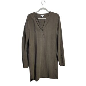 PURE‎ JILL Crinkle Tencel blend dress in moss green lagenlook size M